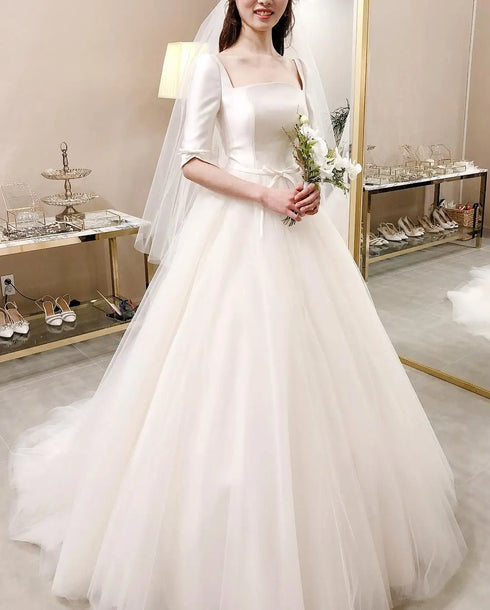 Customized Wedding Dress Plus Size Half Sleeve Ball Gown
